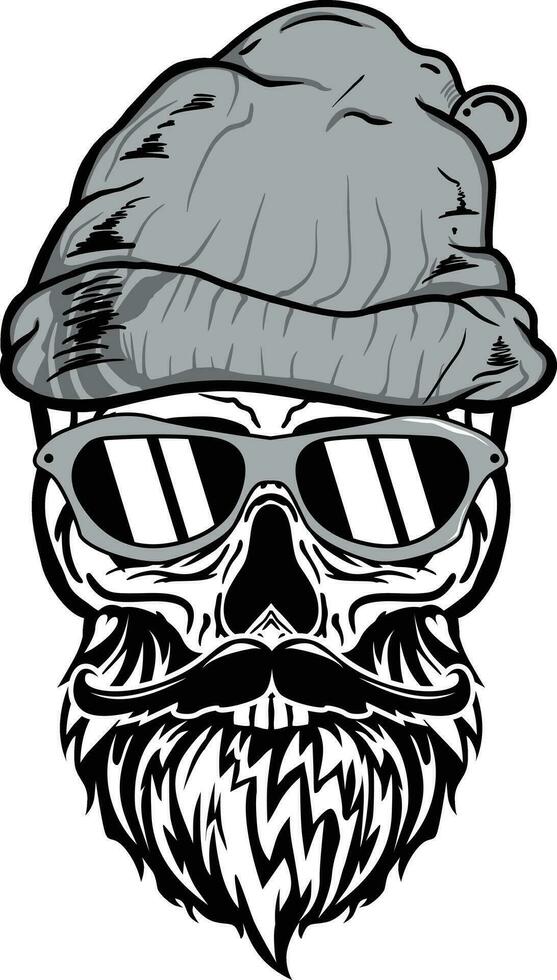 calaveras con hipster cabello, Bigote y barbas vector