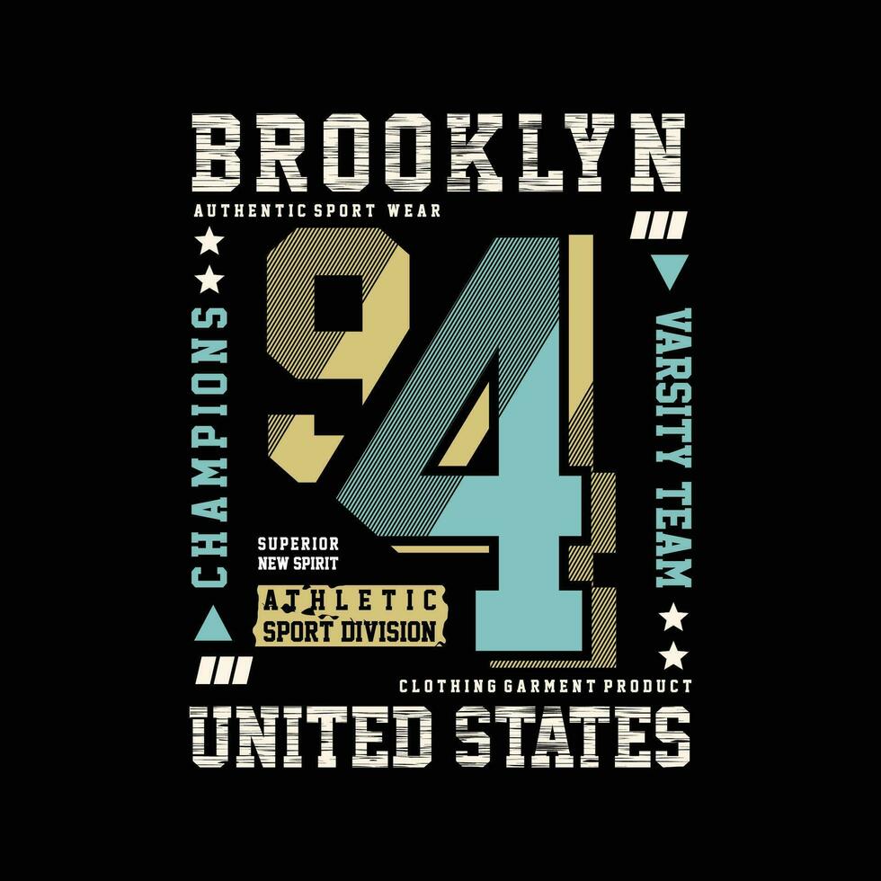 brooklyn tipografía gráfico diseño, para t camisa huellas dactilares, vector ilustración