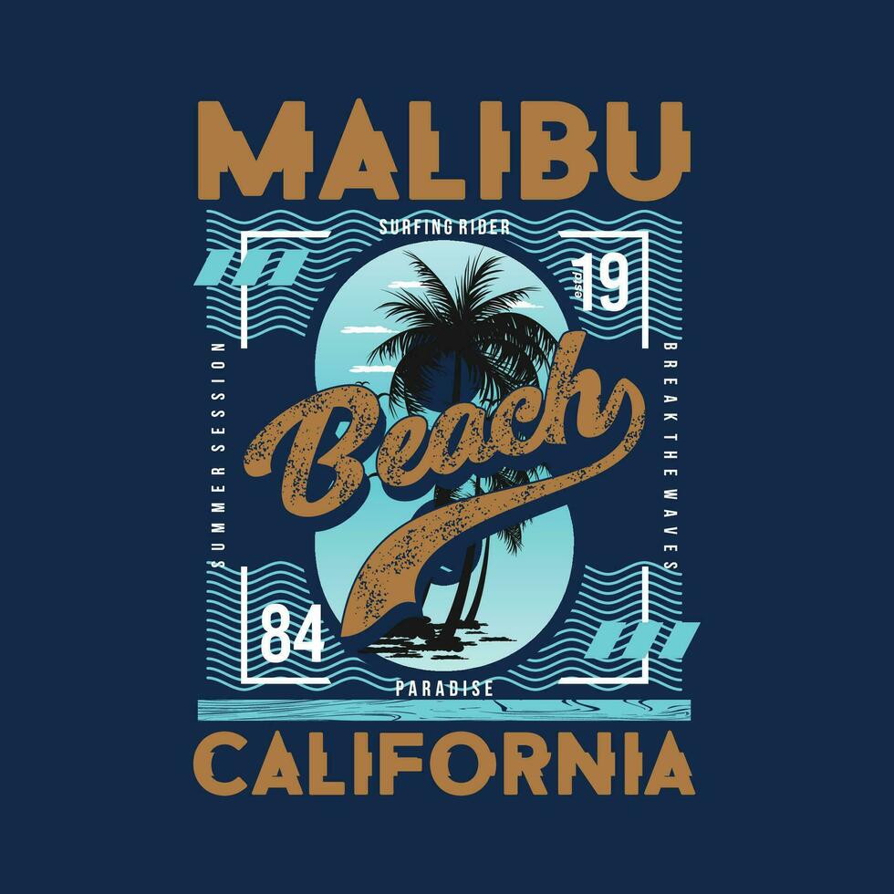 malibu beach graphic, typography vector, beach theme illustration, good for print t shirt and other use vector
