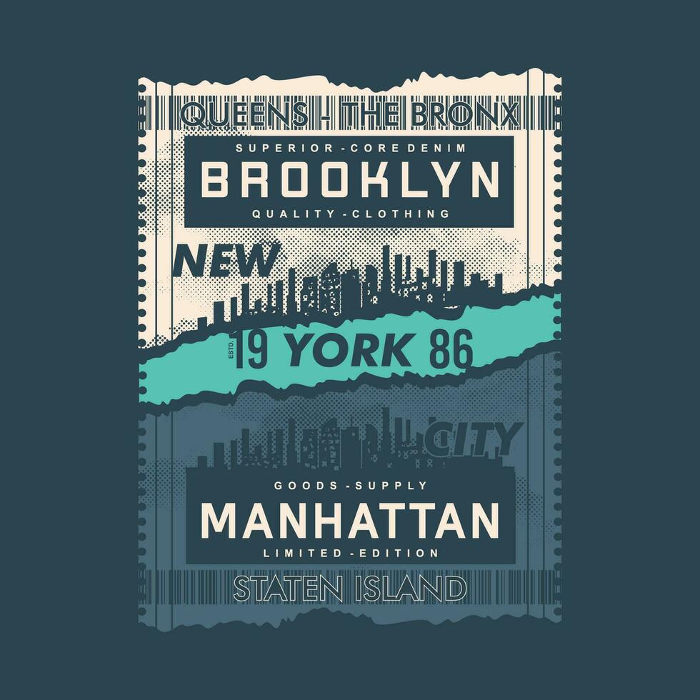 brooklyn tipografía gráfico diseño, para t camisa huellas dactilares, vector ilustración