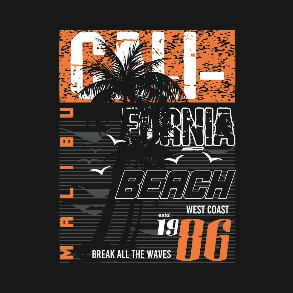 california beach lettering typography vector, abstract graphic, illustration, for print t shirt vector