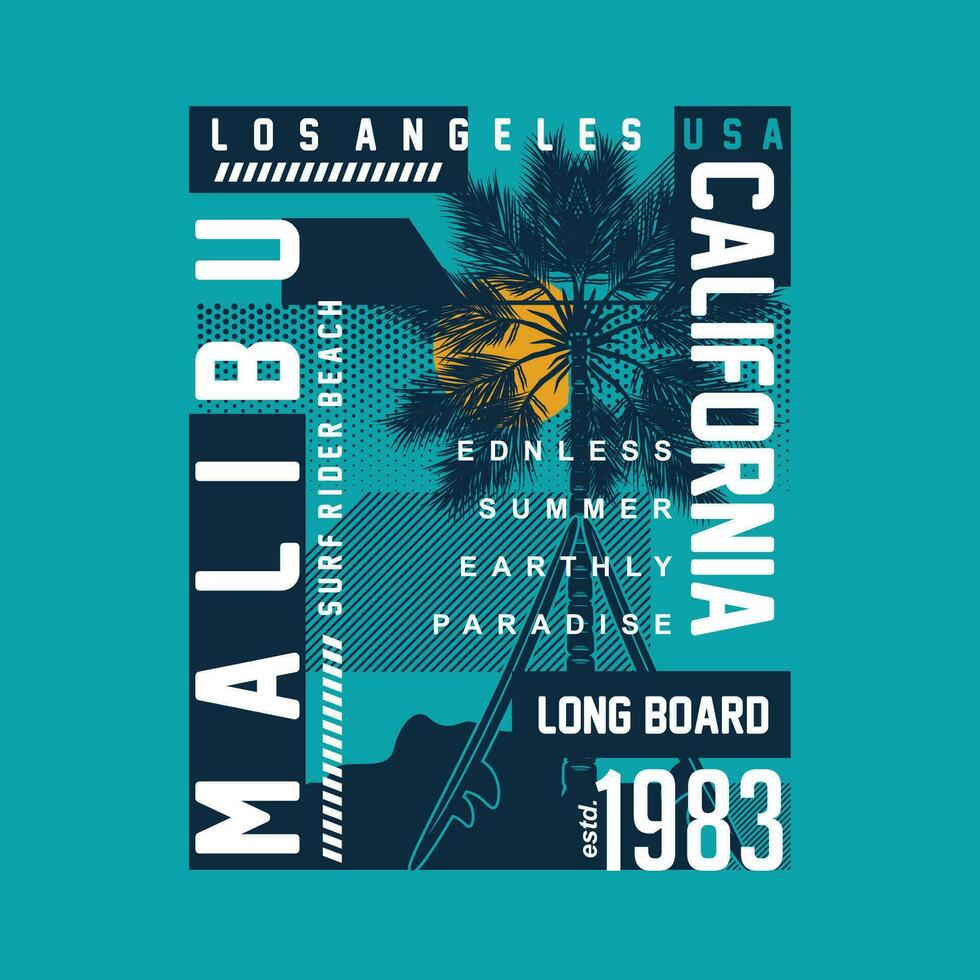 malibu beach abstract, typography design vector, graphic illustration, for t shirt vector