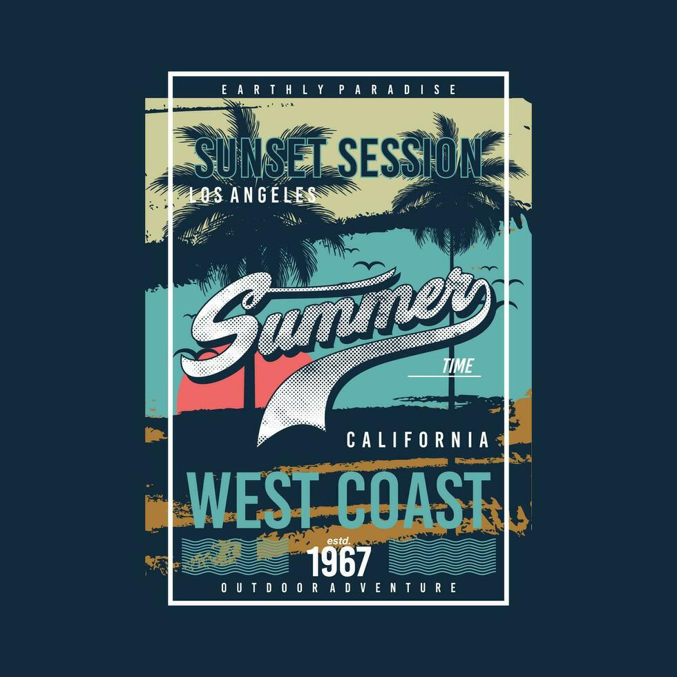 summer west coast lettering typography vector, abstract graphic, illustration, for print t shirt vector