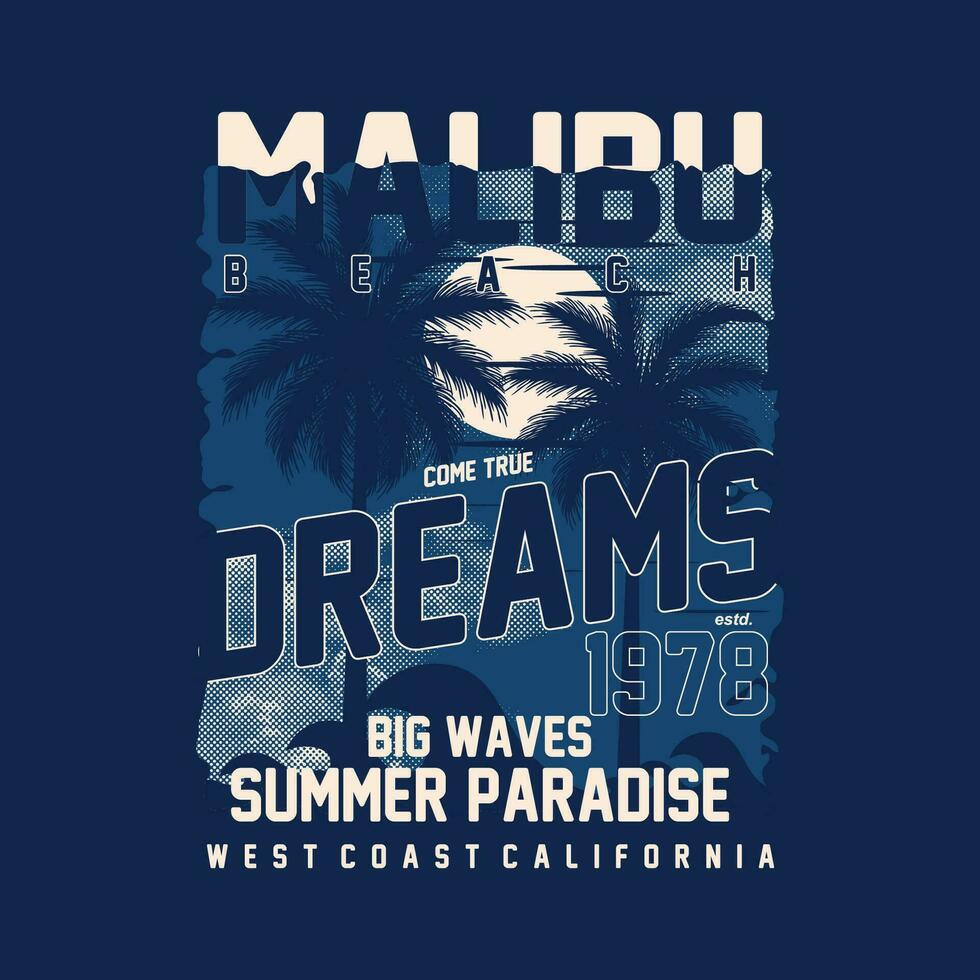 malibu beach lettering typography vector, abstract graphic, illustration, for print t shirt vector