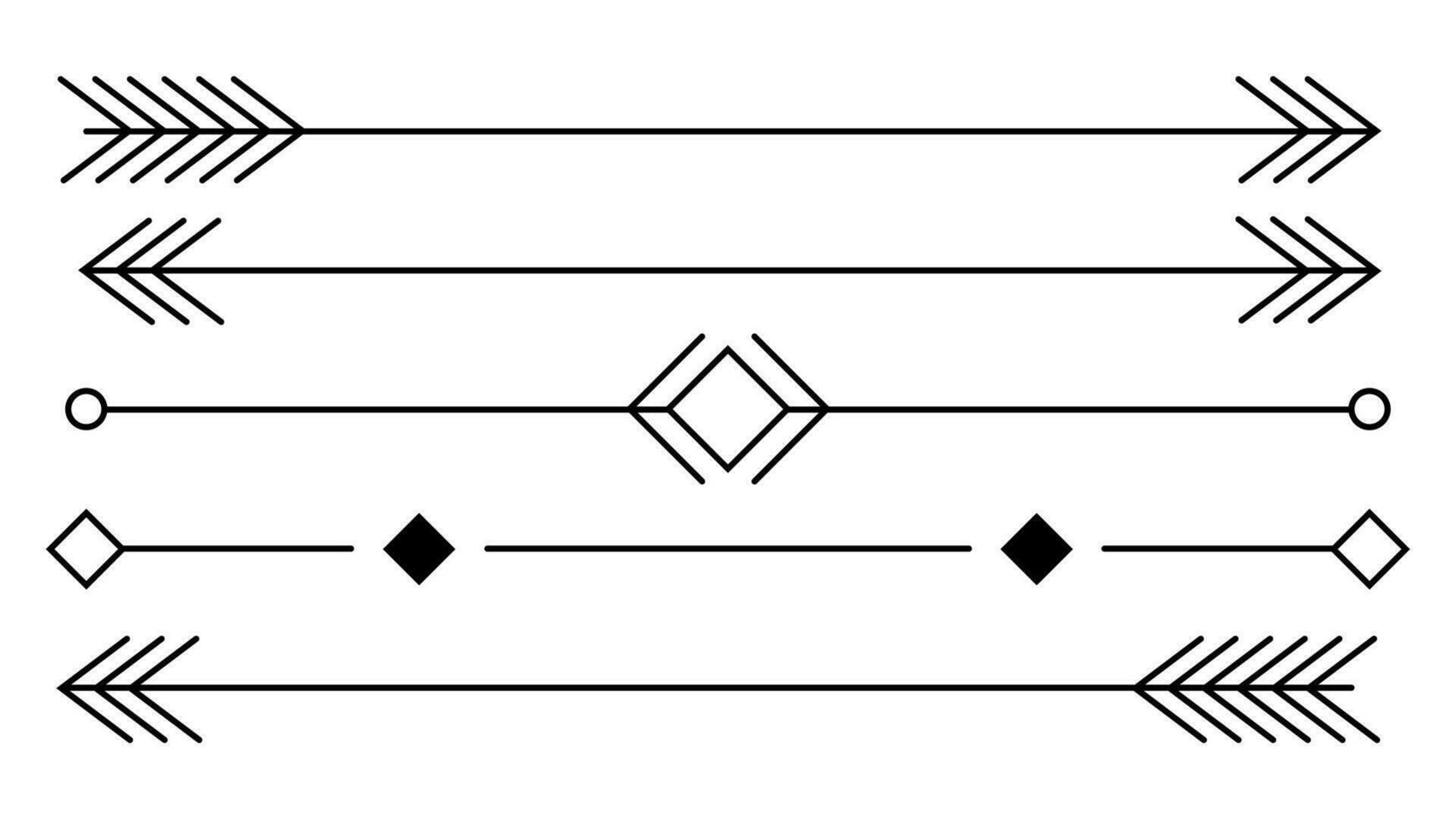 Clásico flecha colocar, divisores, vector decorativo diseño elementos con geométrico formas aislado en blanco antecedentes.