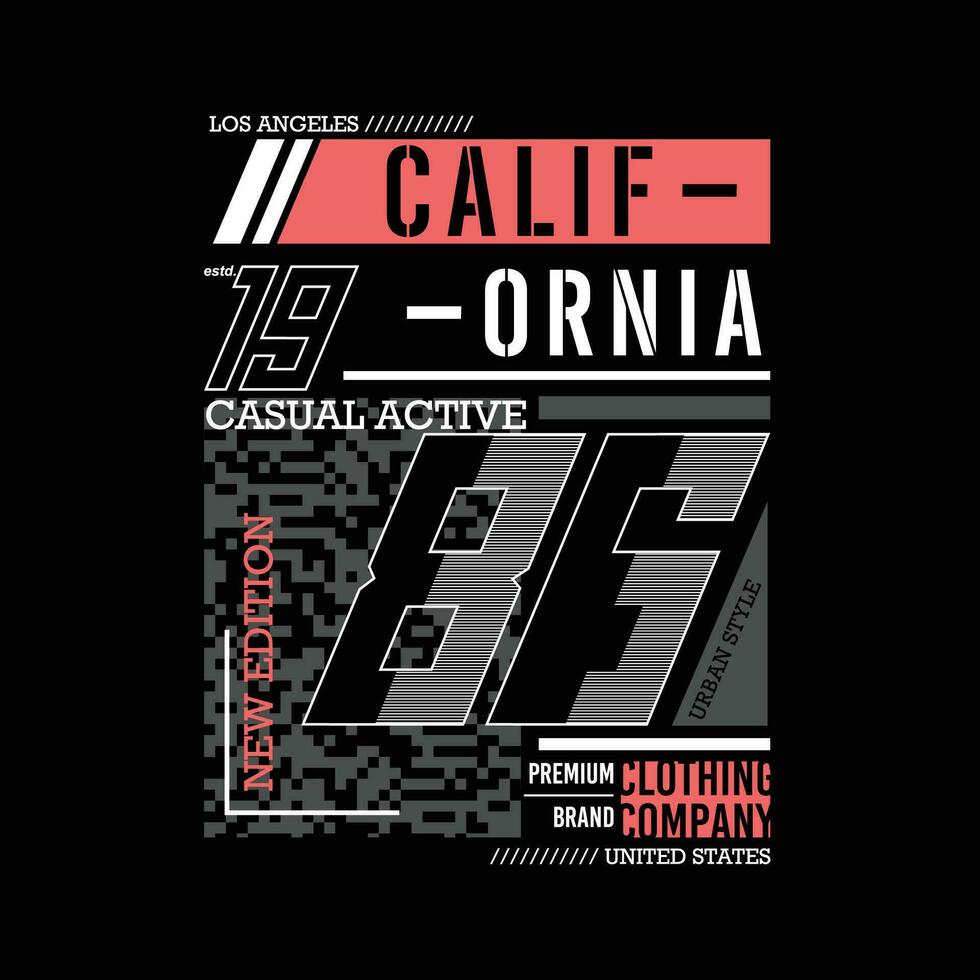 California casual activo letras tipografía vector, resumen gráfico, ilustración, para impresión t camisa vector