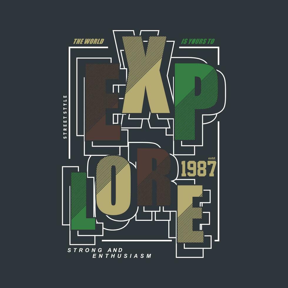 explore lettering graphic vector illustration in vintage style for t shirt and other print production.