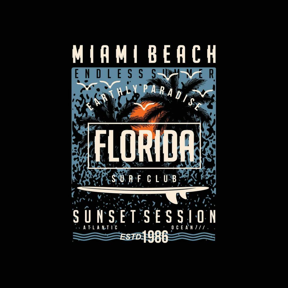 Miami playa gráfico vector ilustración en Clásico estilo para t camisa y otro impresión producción. palmas árbol resumen,playa vacaciones concepto.