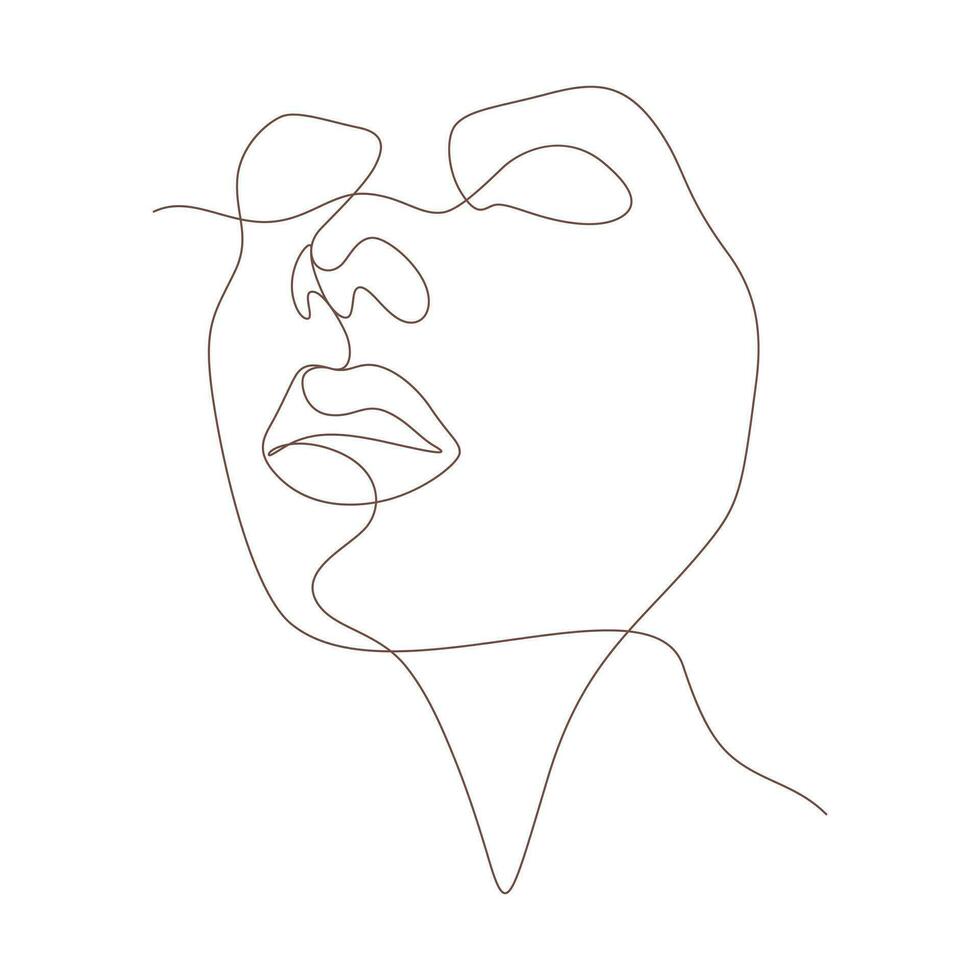 woman face lips attractive feminine minimalist one line drawing vector illustration