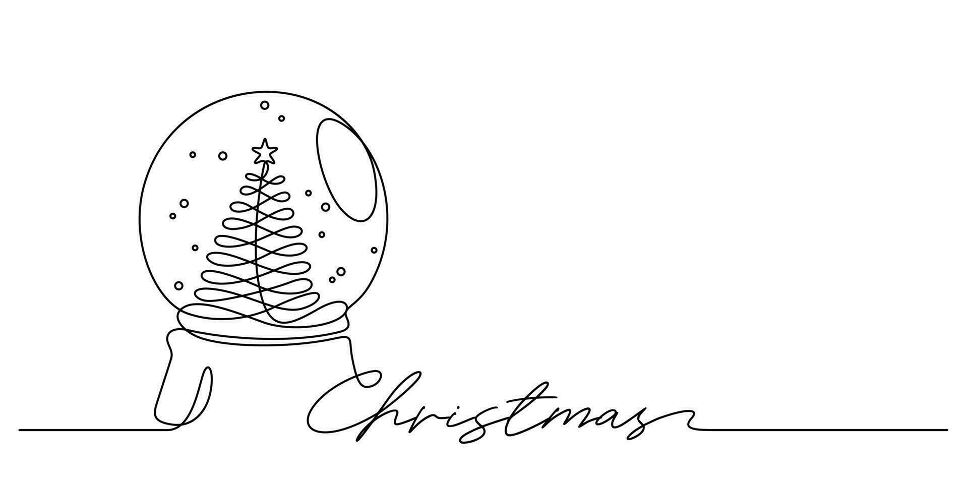 merry christmas globe decorative continuous line drawing vector illustration