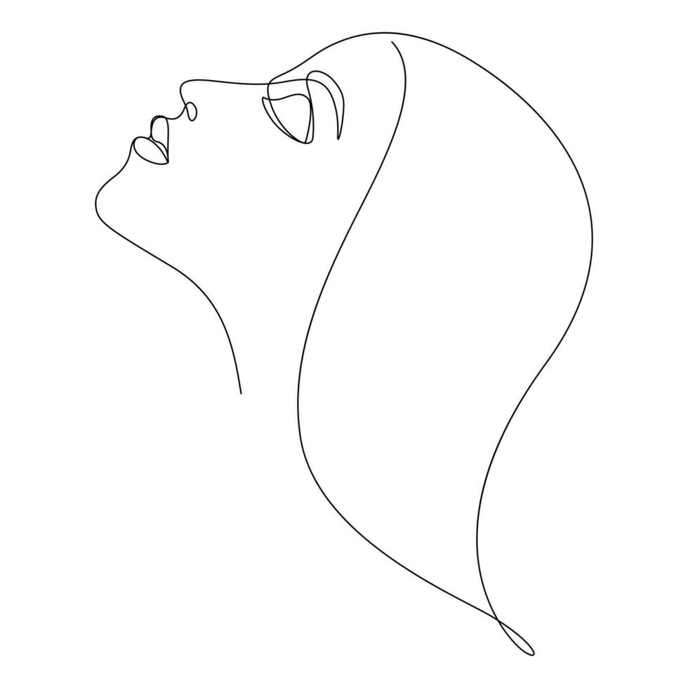 woman face aesthetic one line drawing eye closed beauty concept vector