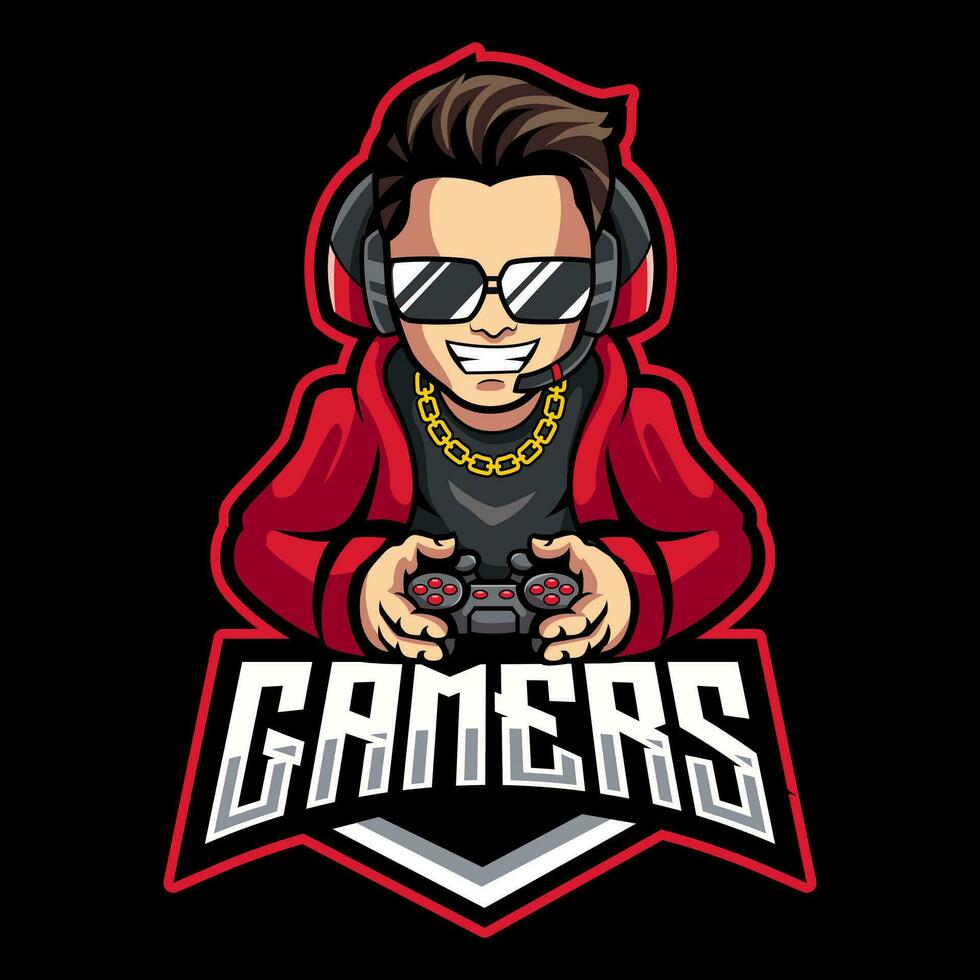 Gamer e sport mascot logo design for gaming or streamer vector