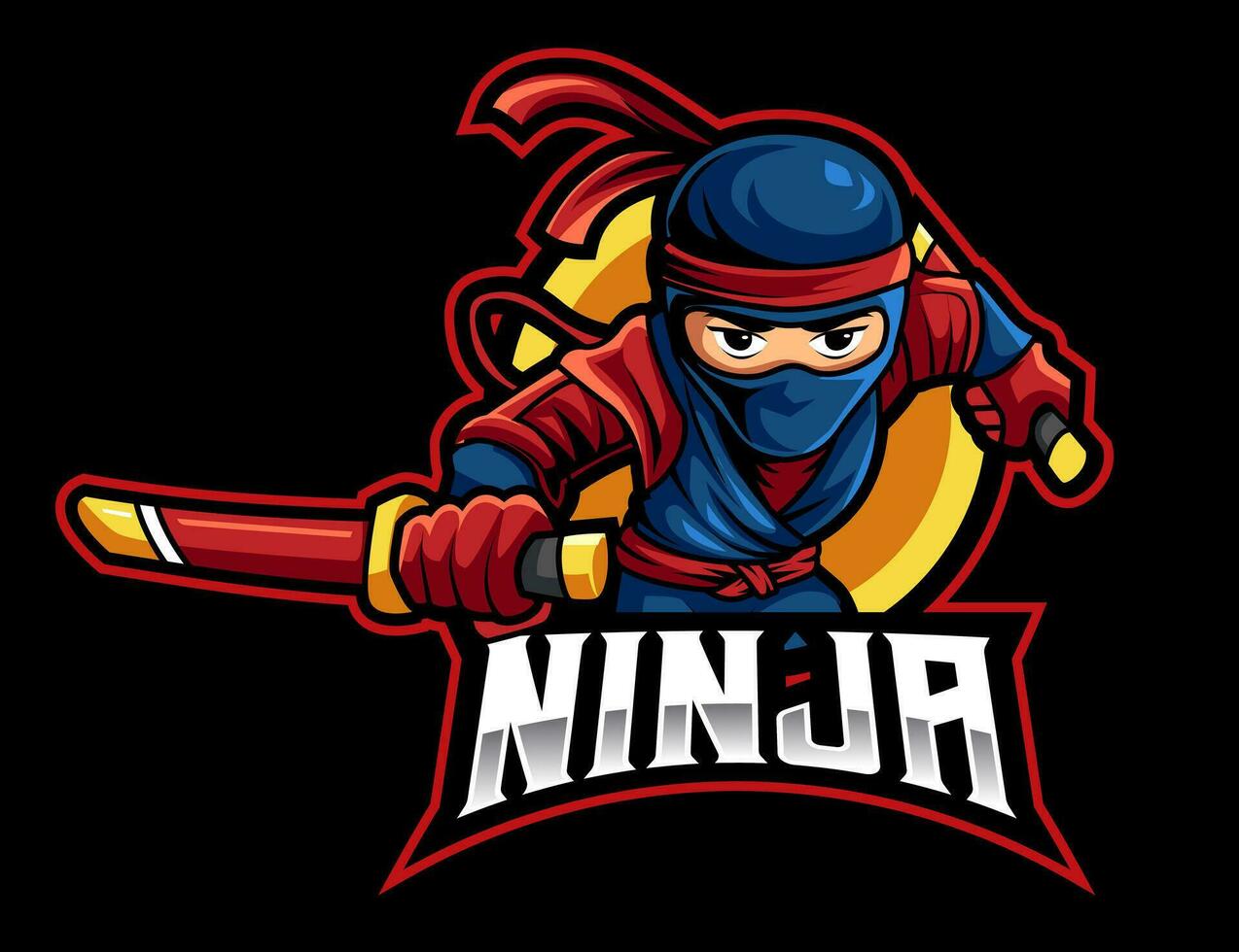 dibujos animados ninja mascota logo diseños mi Deportes vector