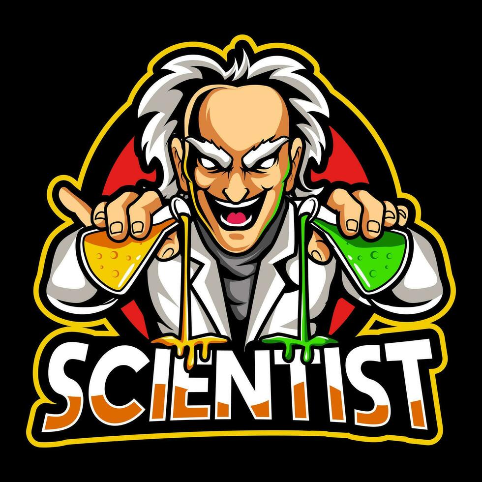 Scientist Mascot Logo Design isolated vector