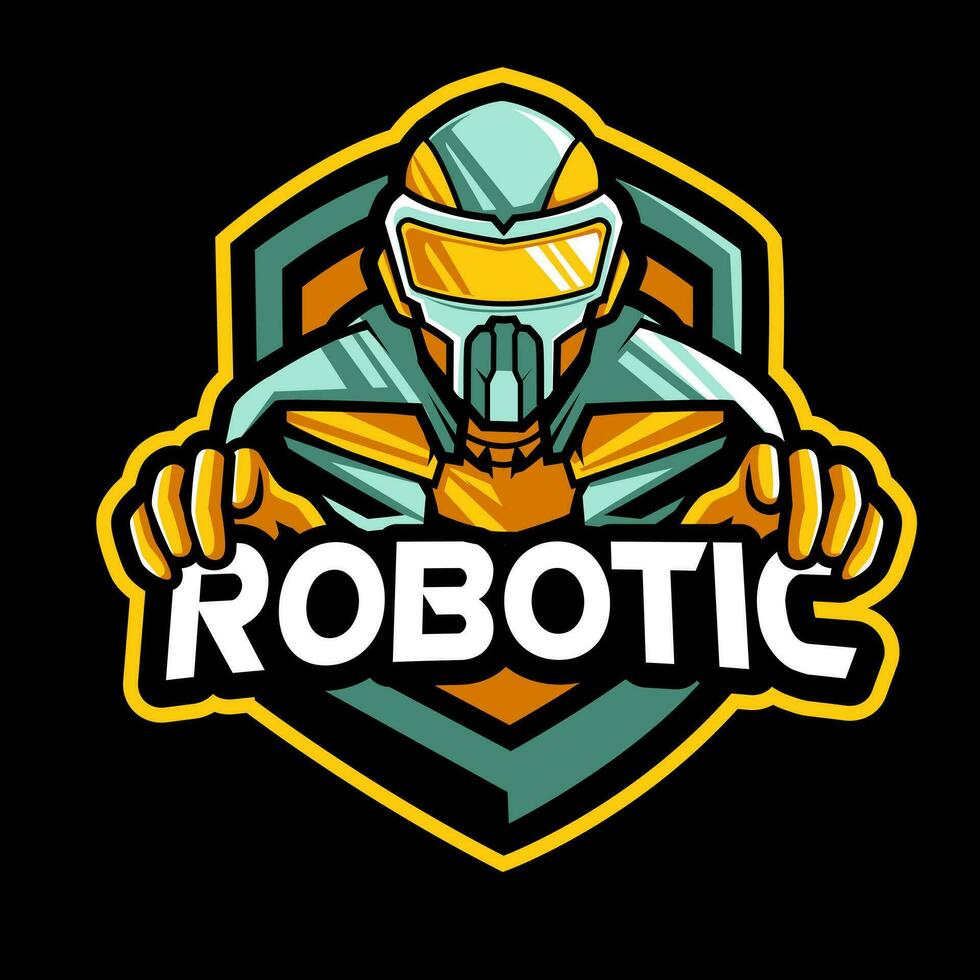 robot e sport mascot logo design vector