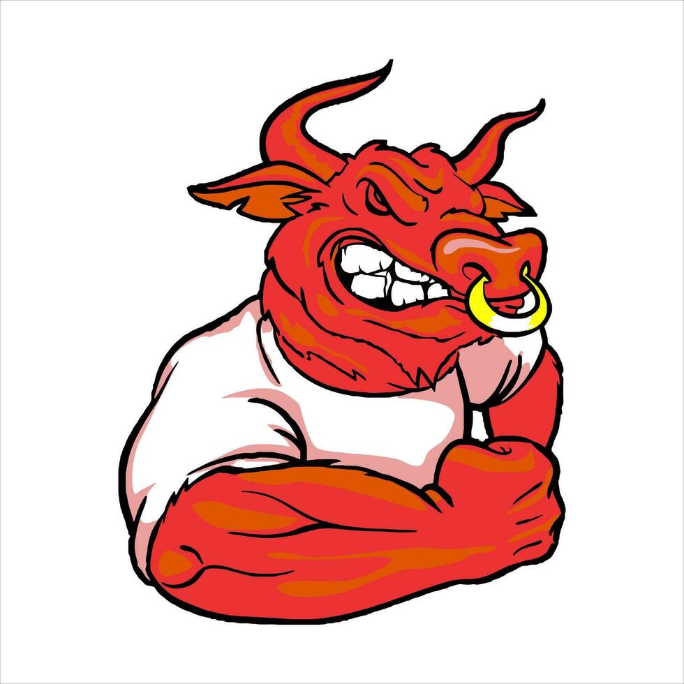 Red bull logo mascot is angry vector