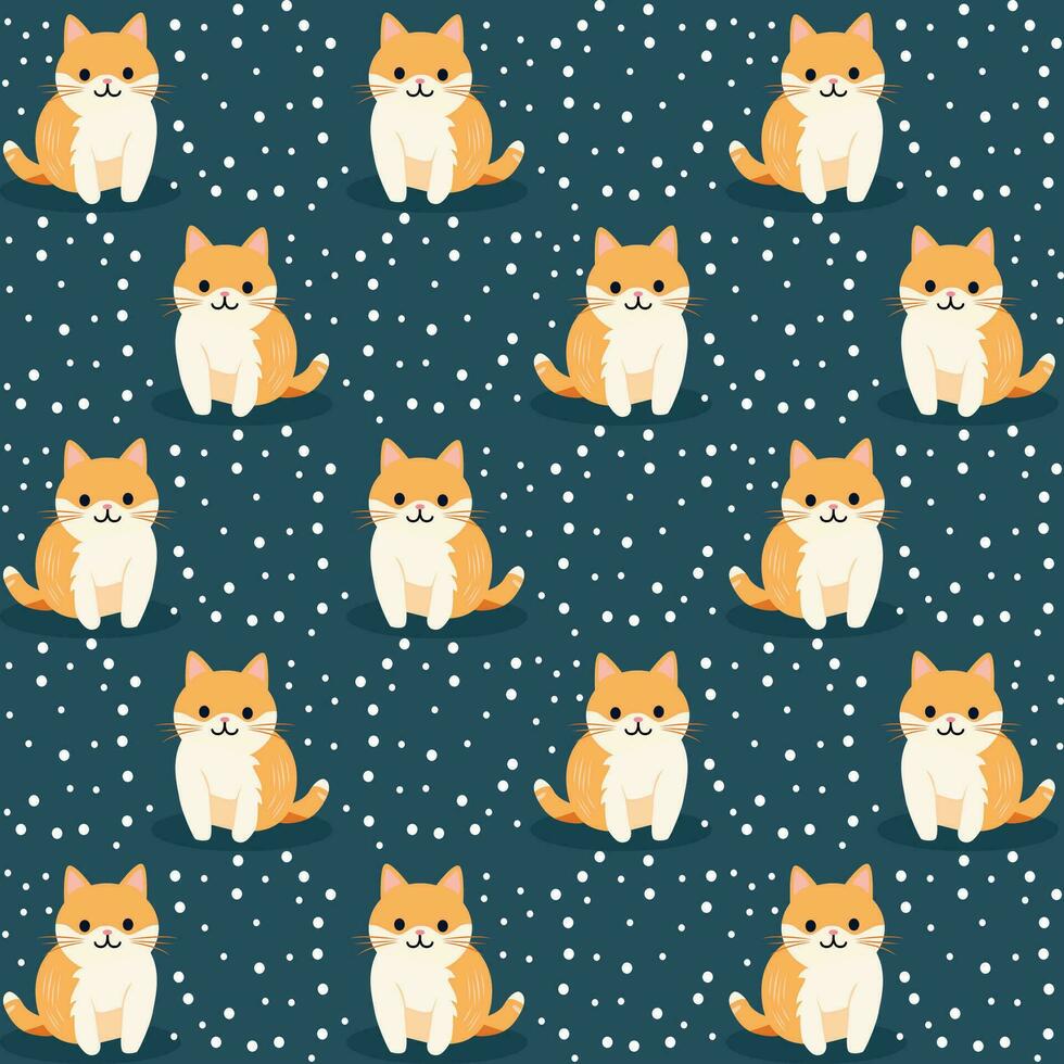 Cute seamless pattern background with funny cats in cartoon style vector