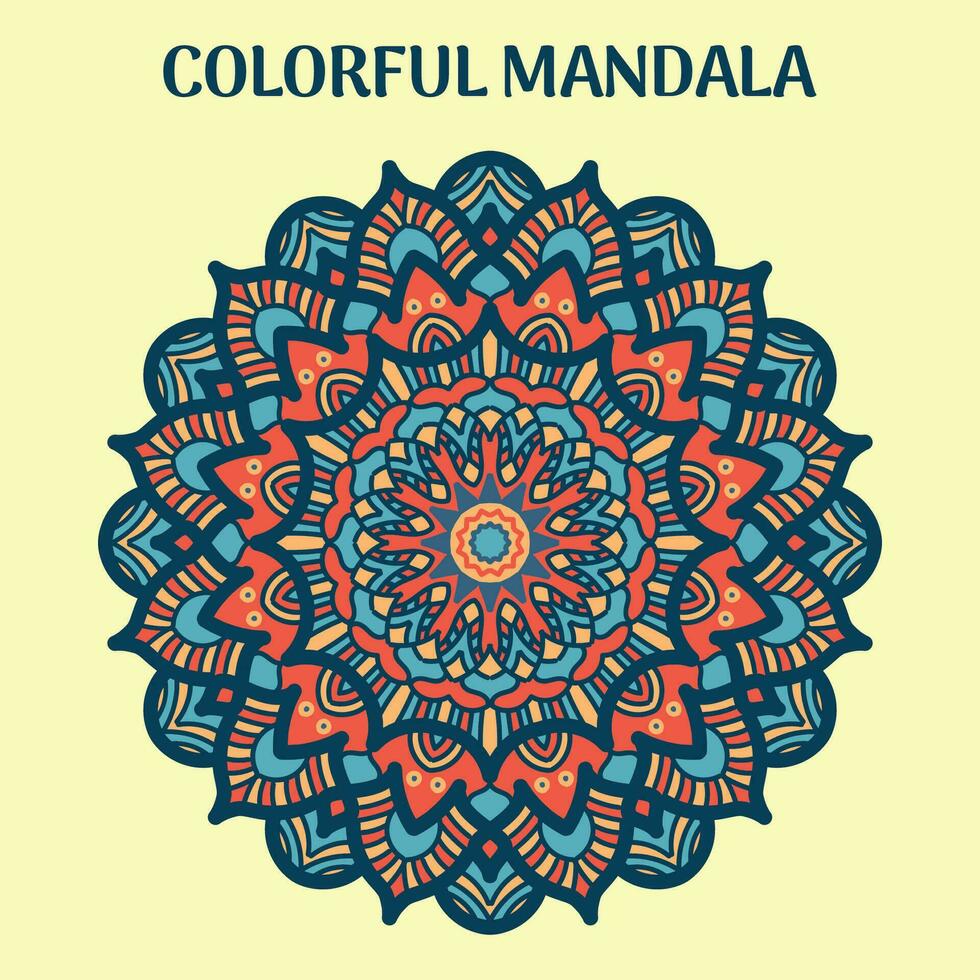 Vector hand drawn doodle mandala. Ethnic mandala with colorful ornament. Isolated. Bright colors.