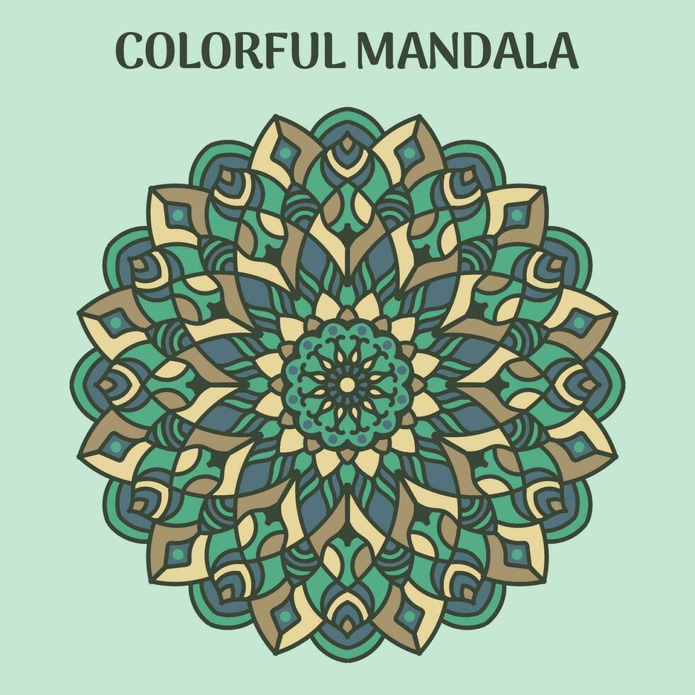 Vector hand drawn doodle mandala. Ethnic mandala with colorful ornament. Isolated. Bright colors.