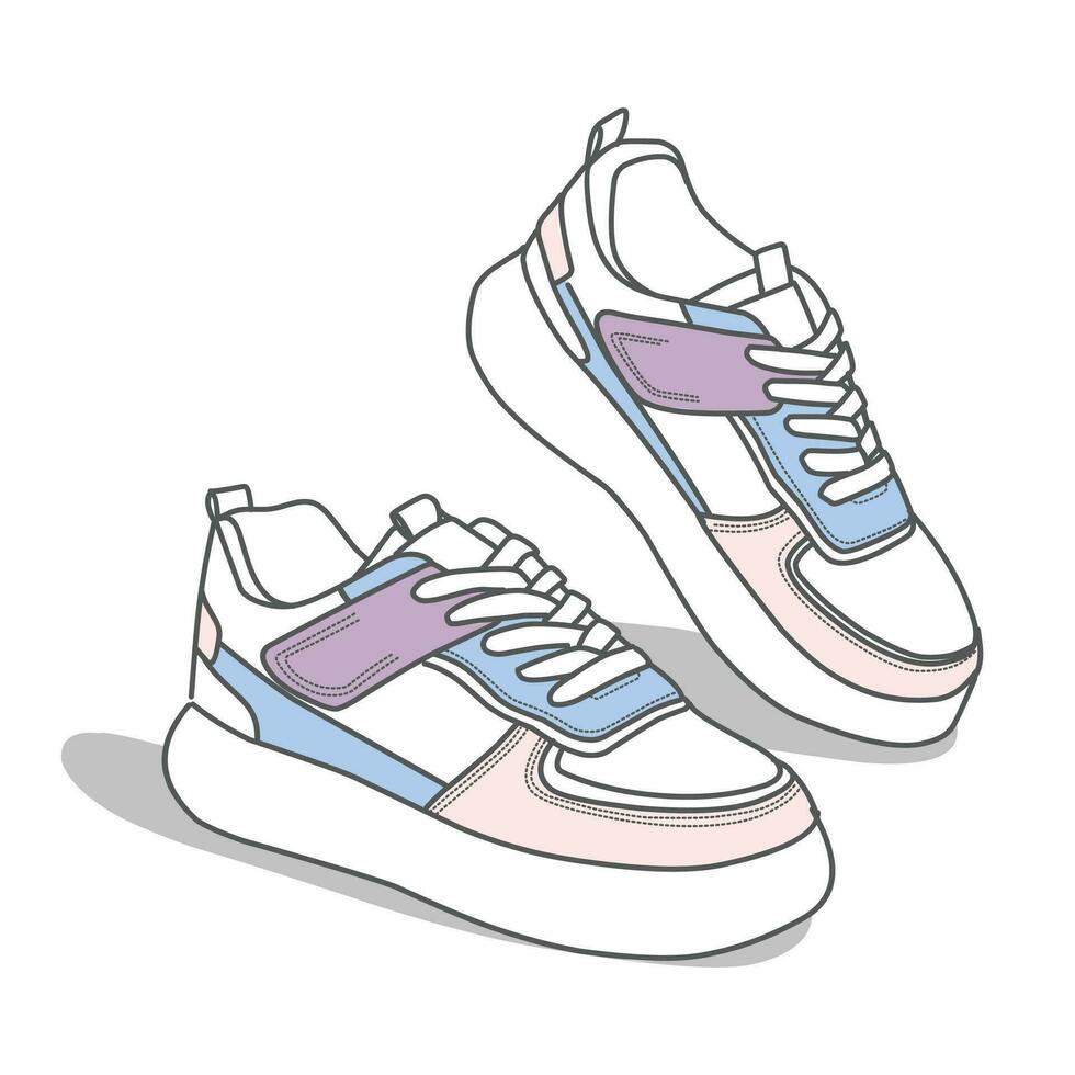 Sneakers Design with Side angle. Sport shoes . vector