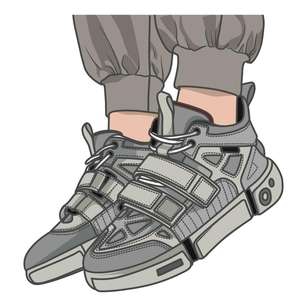 Sneakers Design with Side angle. Sport shoes . vector