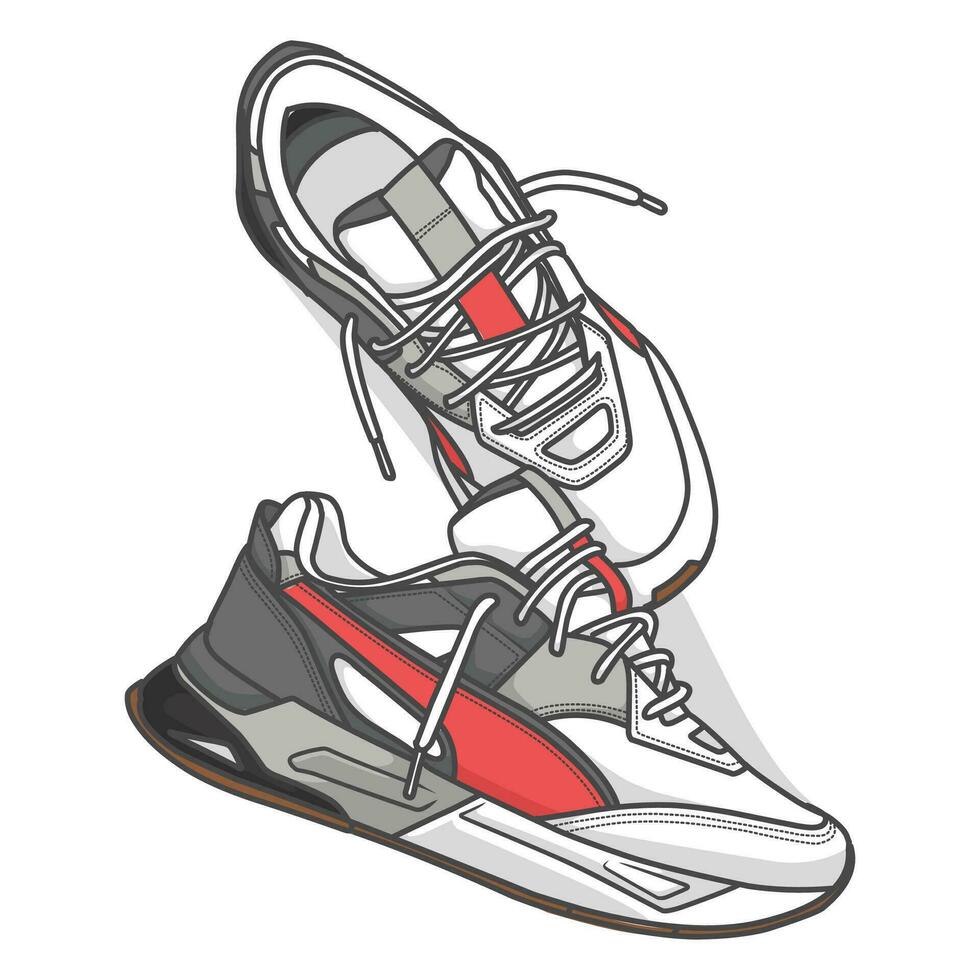 Sneakers Design with Side angle. Sport shoes . vector