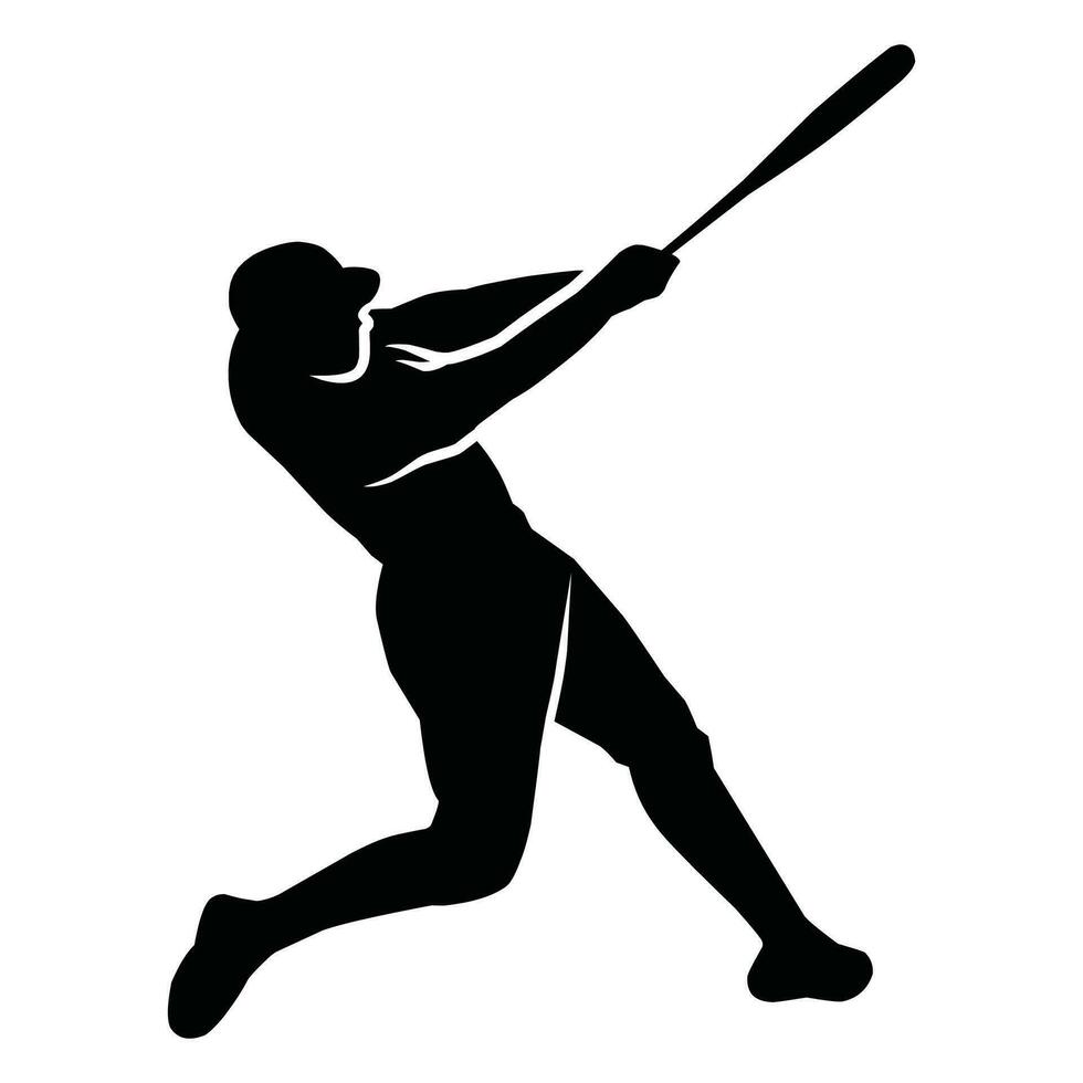 baseball player silhouette vector. black and white vector