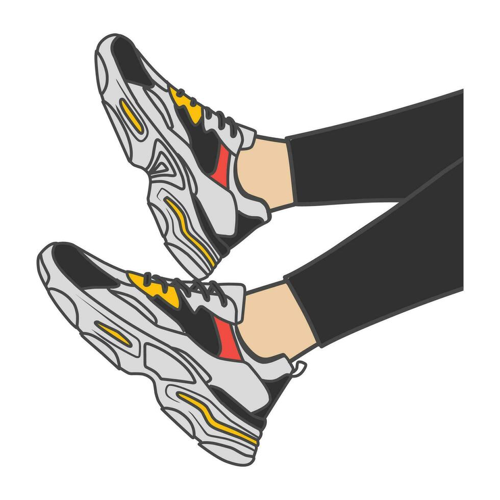 Sneakers Design with Side angle. Sport shoes . vector