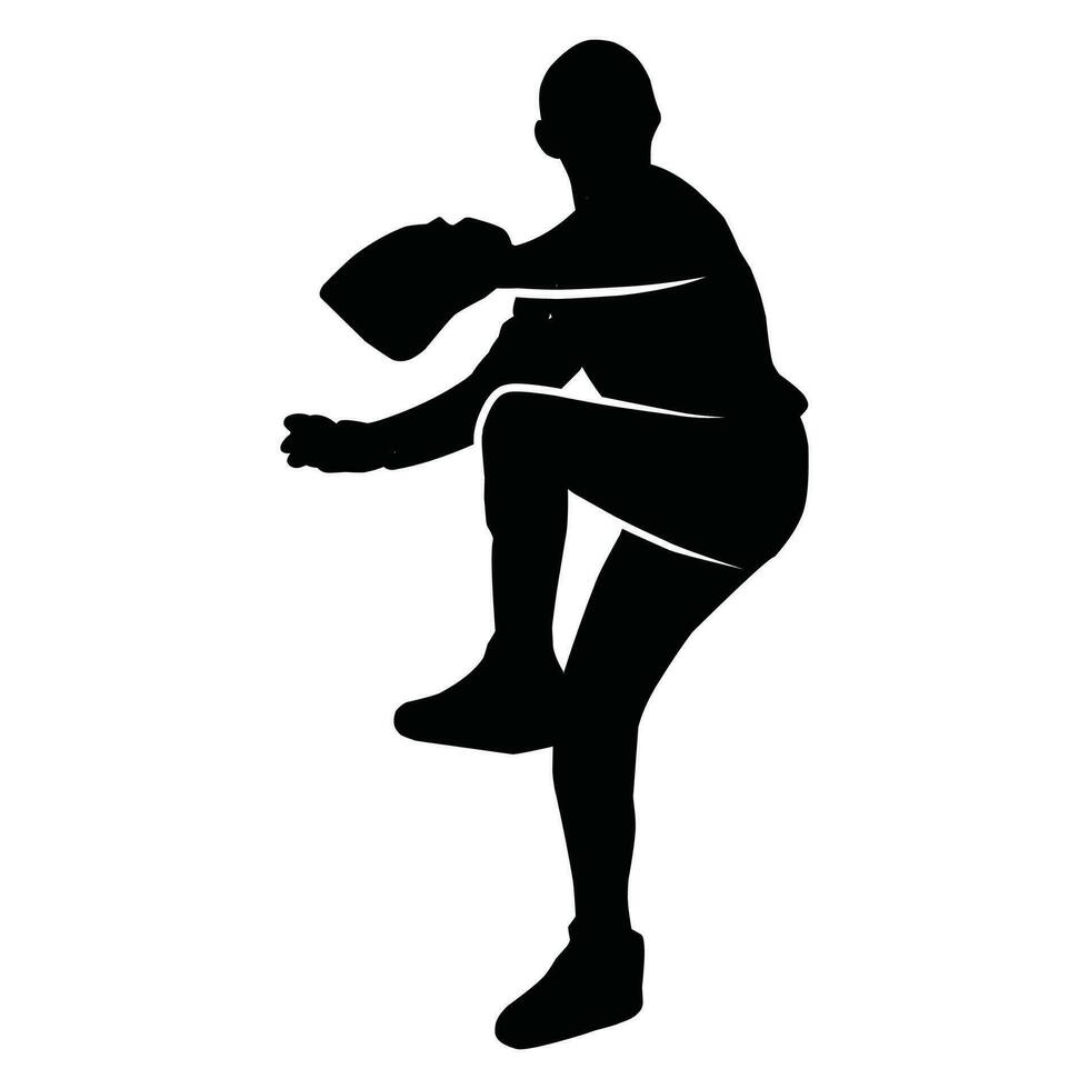 baseball player silhouette vector. black and white vector