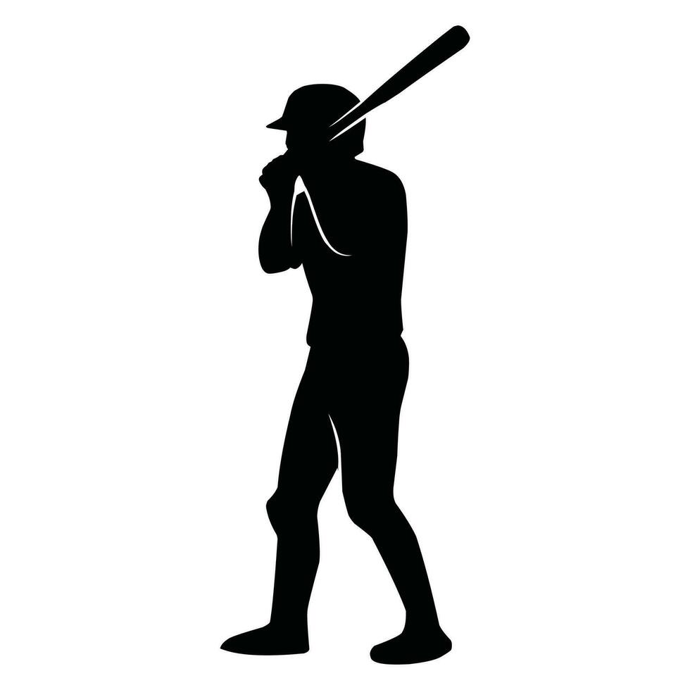 baseball player silhouette vector. black and white vector