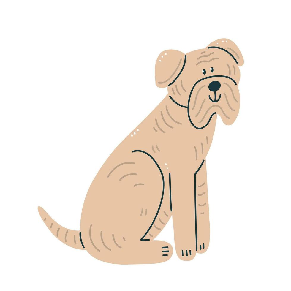 A shar pei breed dog isolated on the background. Cartoon character sitting dog. Vector illustration.