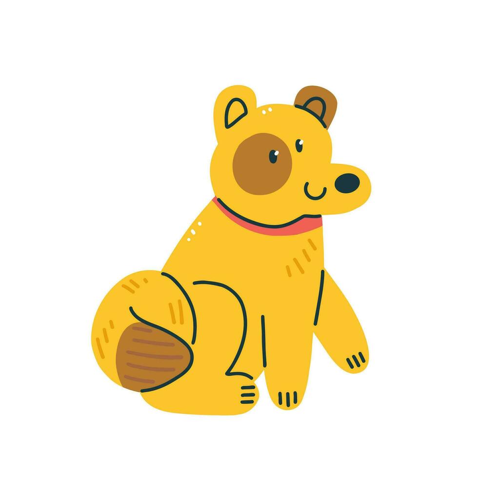 Yellow dog isolated on the background. Cartoon character sitting dog. Vector illustration.