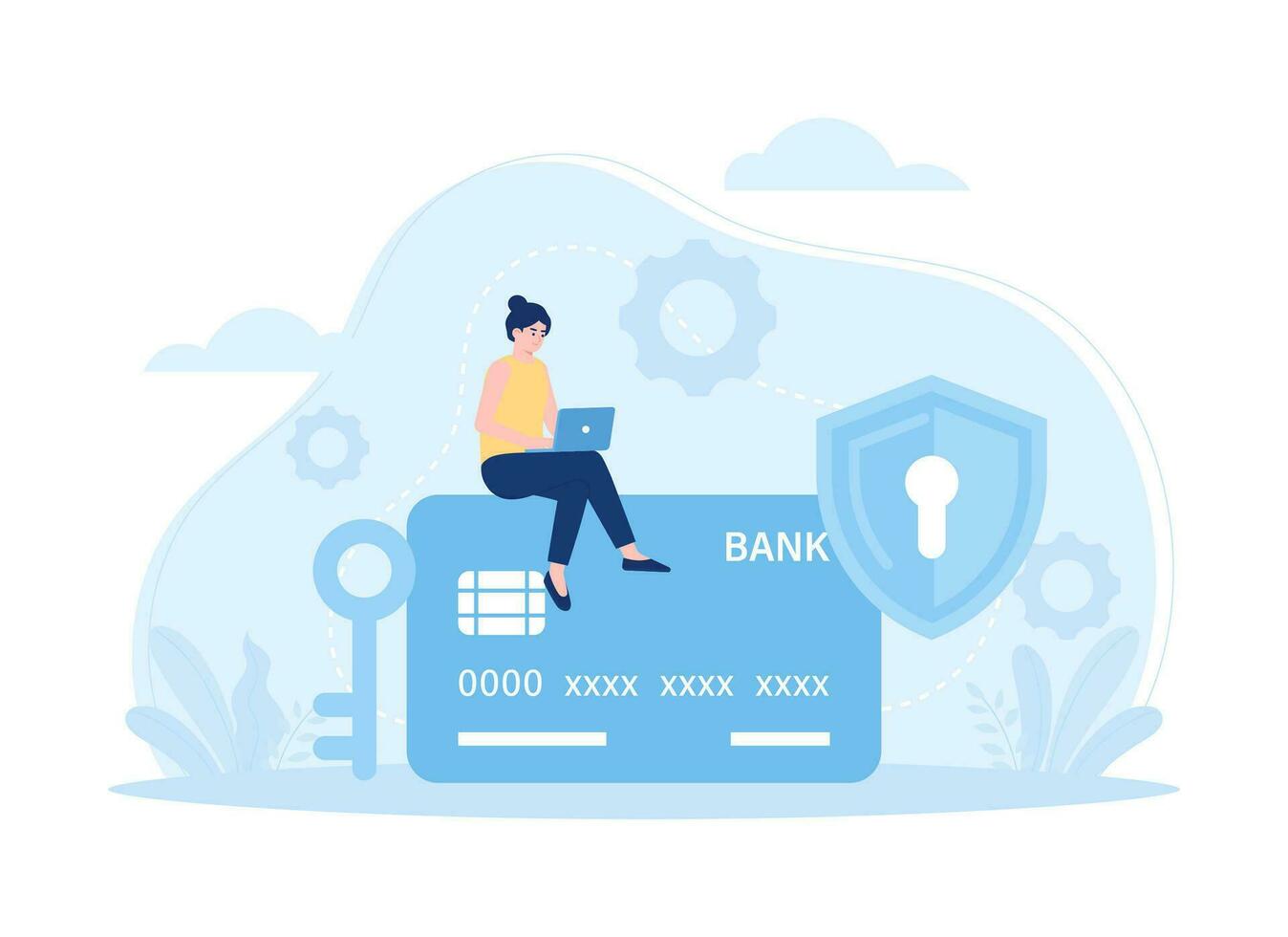 Online banking security concept flat illustration vector