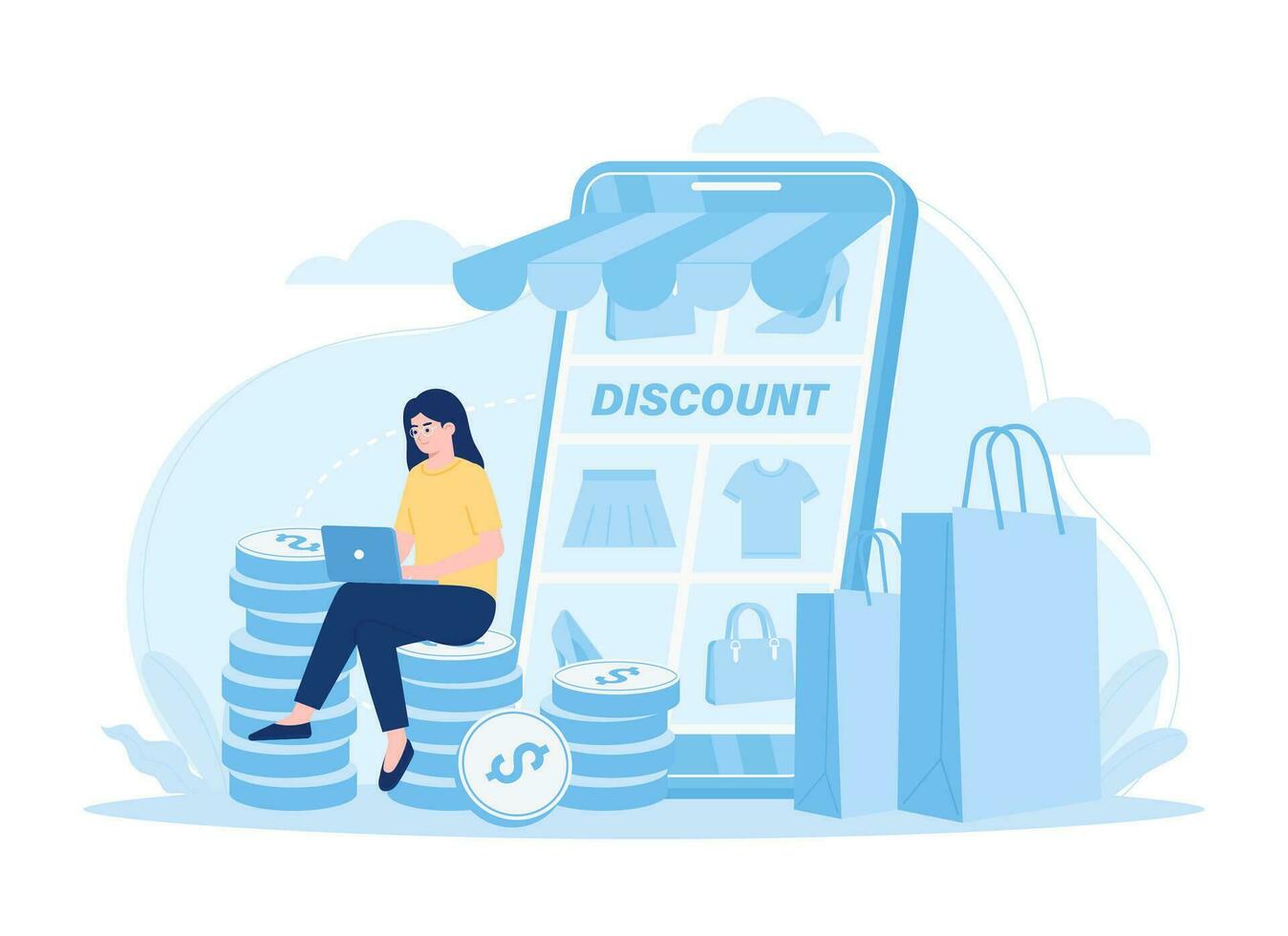 Online shop disount, marketing strategy concept flat illustration vector