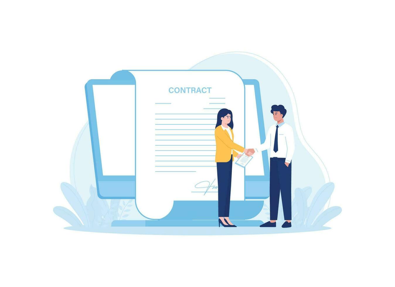 Approve business contract documents concept flat illustration vector