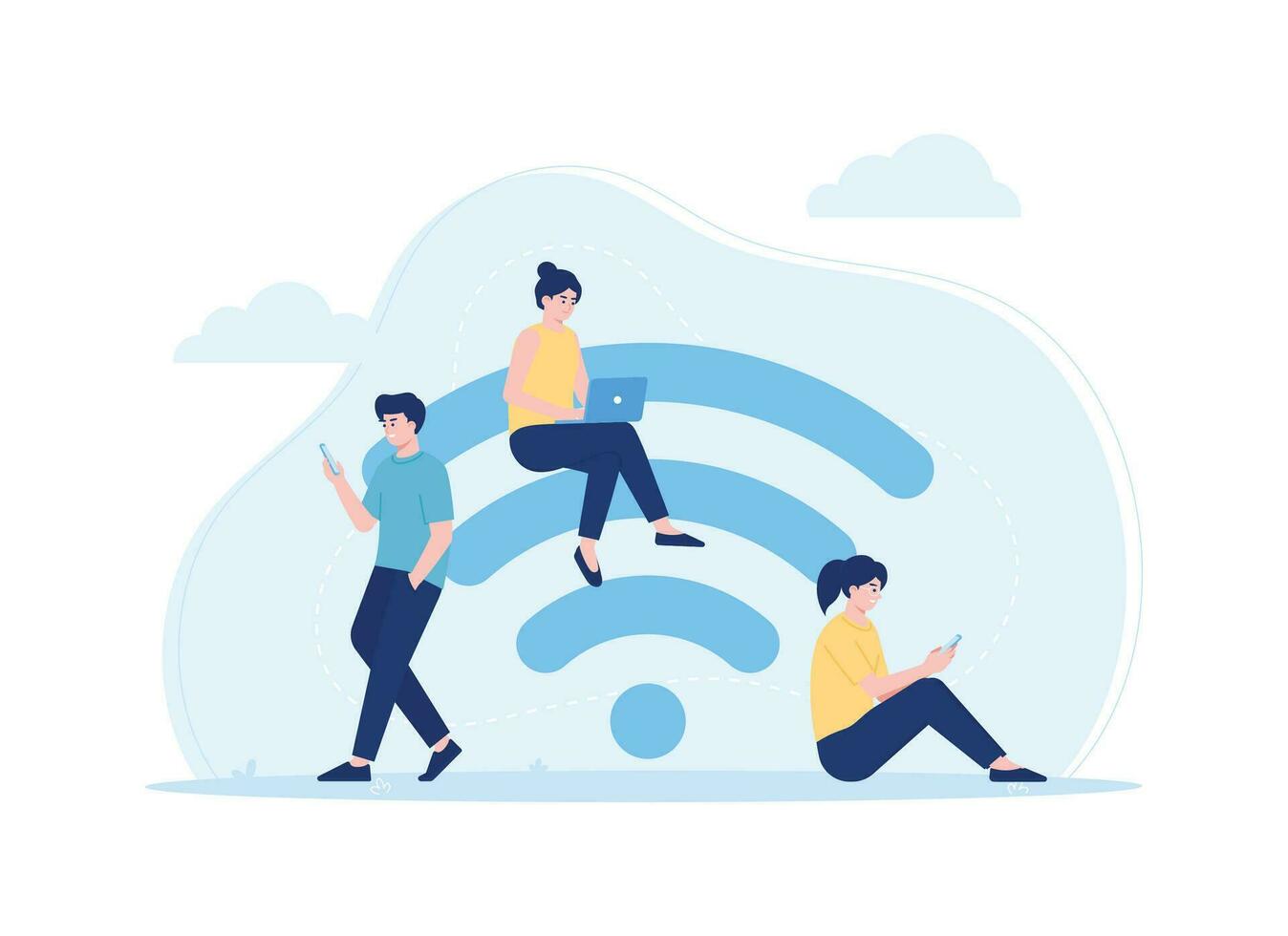 people using wireless network concept flat illustration vector