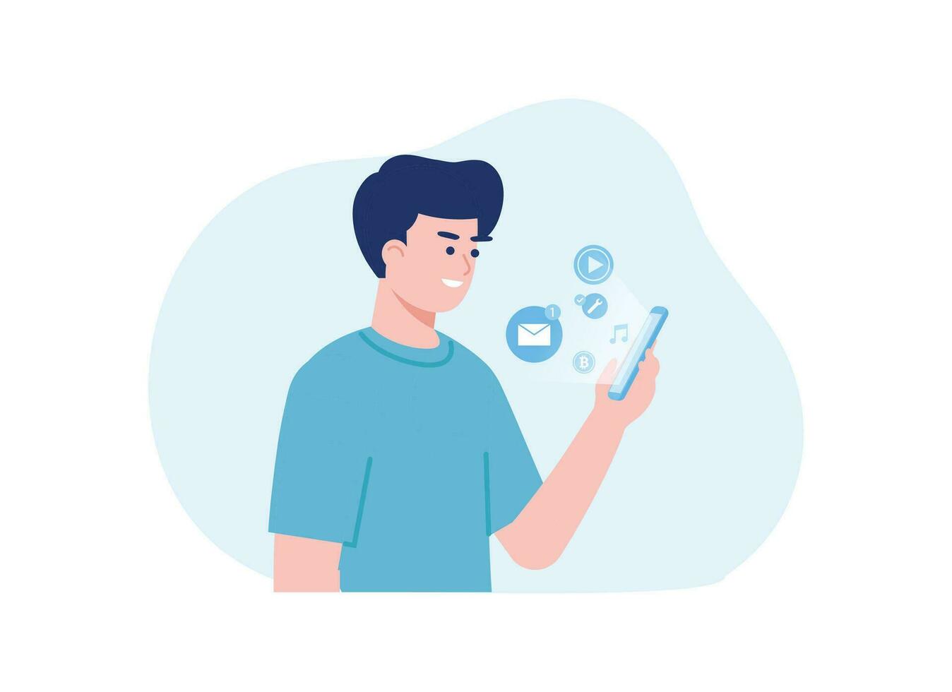 interactions with social media concept flat illustration vector