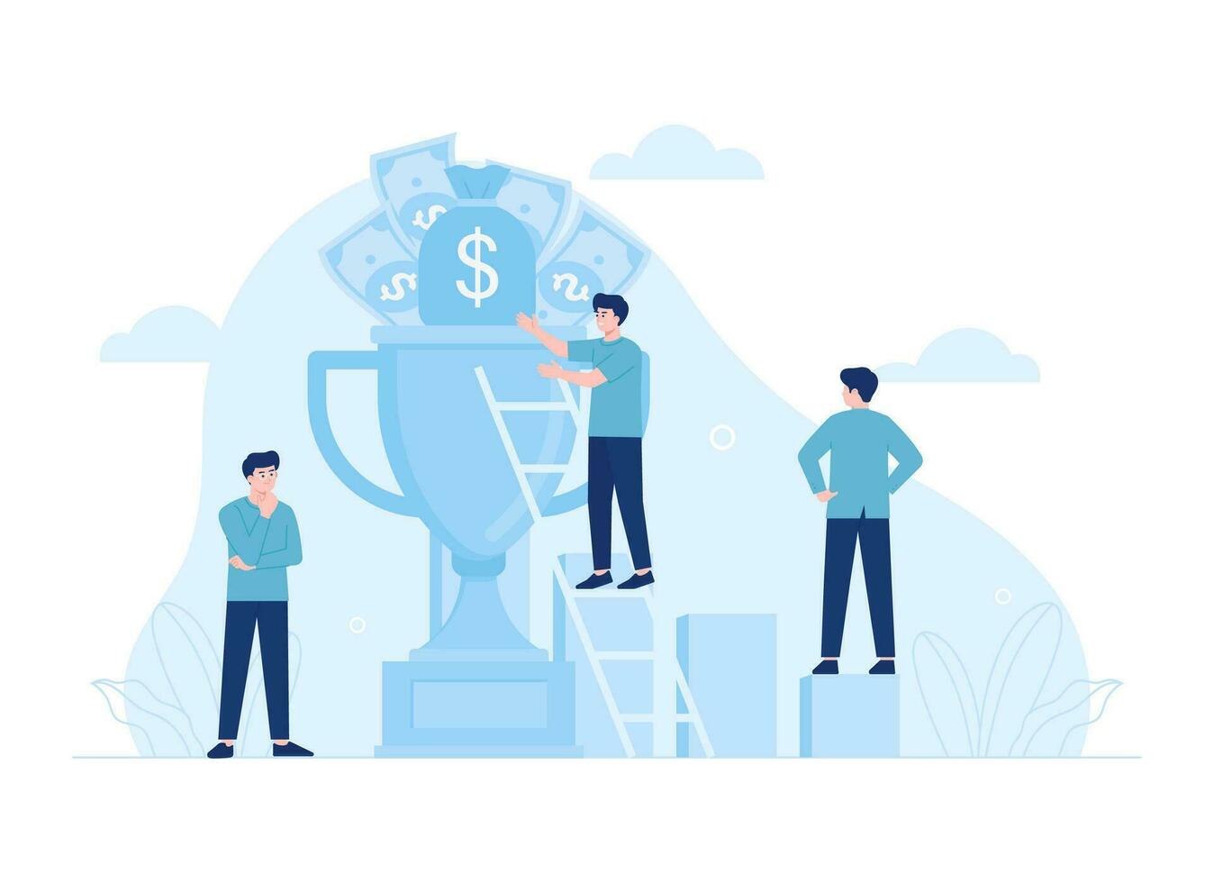 Teamwork for business goal achievement concept flat illustration vector