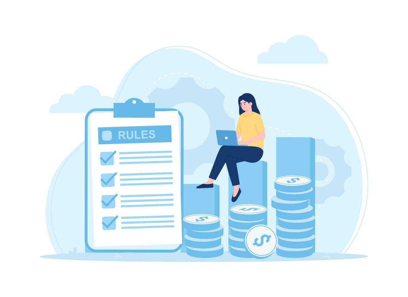 Evaluate the rules for business growth concept flat illustration vector