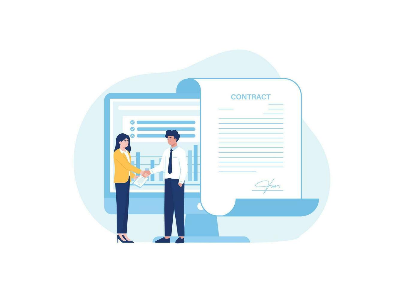 business contract cooperation concept flat illustration vector