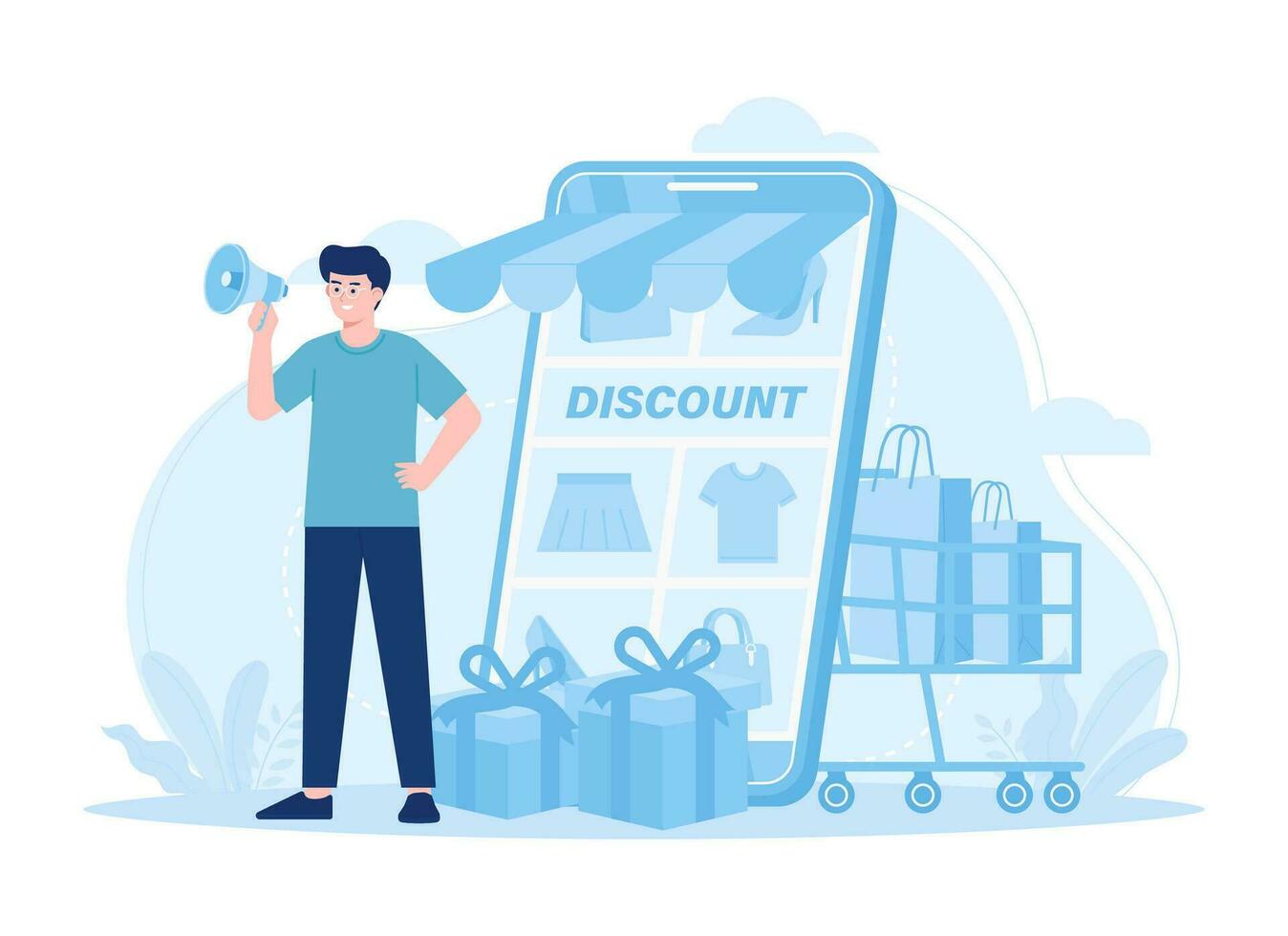 Retail big day sale and giveaway concept flat illustration vector