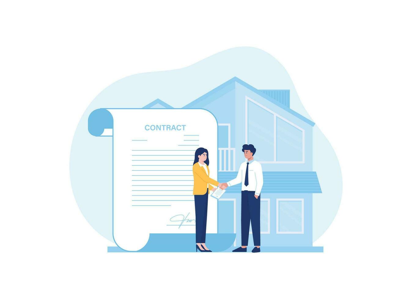 House contract concept, concept flat illustration. vector