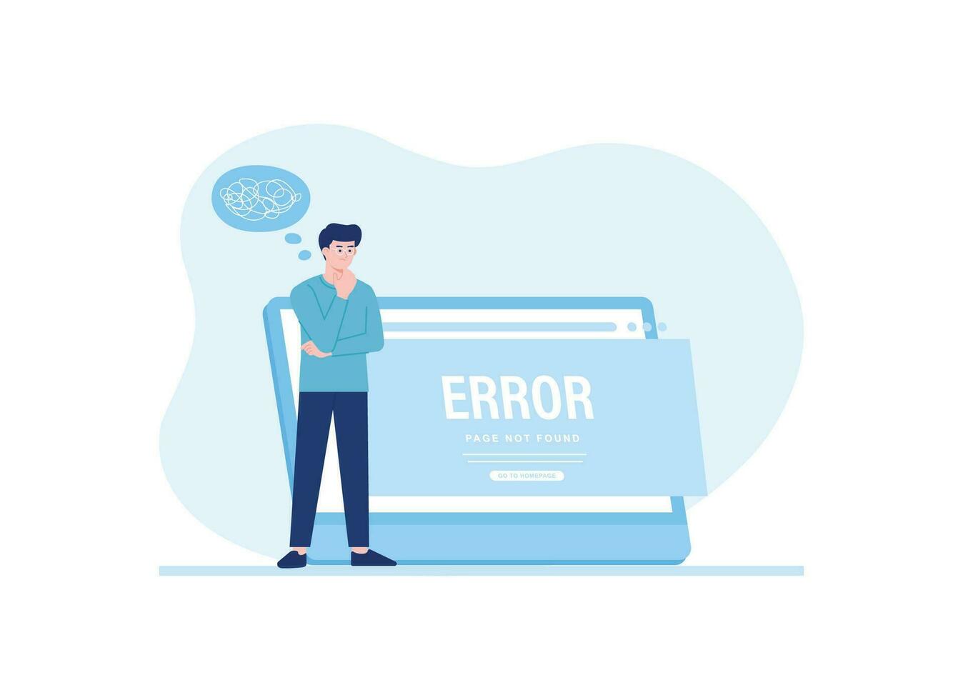 problema software error 404 no encontró concepto plano ilustración vector