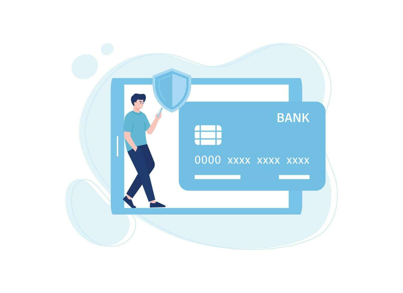 mantener el seguridad de el móvil banco concepto plano ilustración vector