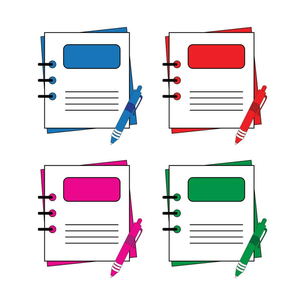 Abstract Vector Blank Book or Copy With Pen Colorful Icon Design Template