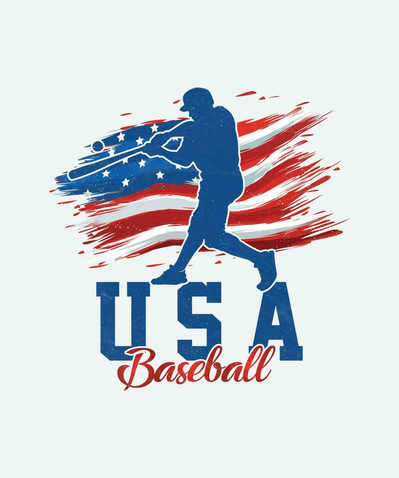 USA American baseball t-shirt design, USA American Flag Sports t-shirt design vector