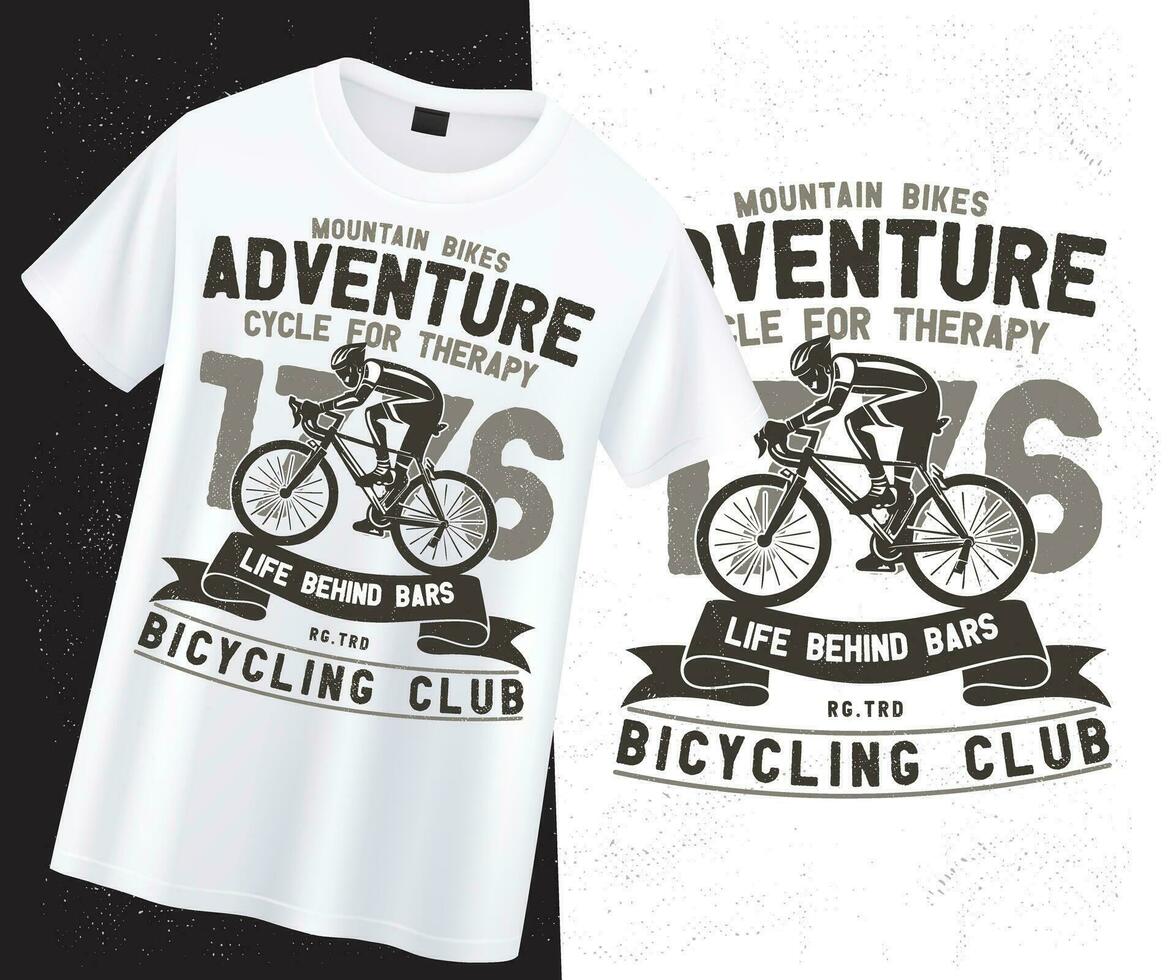 montaña bicicletas aventuras ciclo para terapia , montar en bicicleta club , Clásico montar en bicicleta club camiseta diseño vector