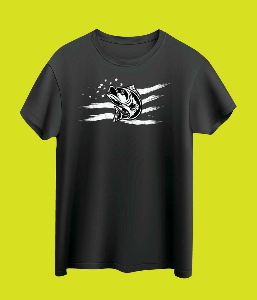 Estados Unidos Clásico bandera pescar camiseta diseño gráfico vector