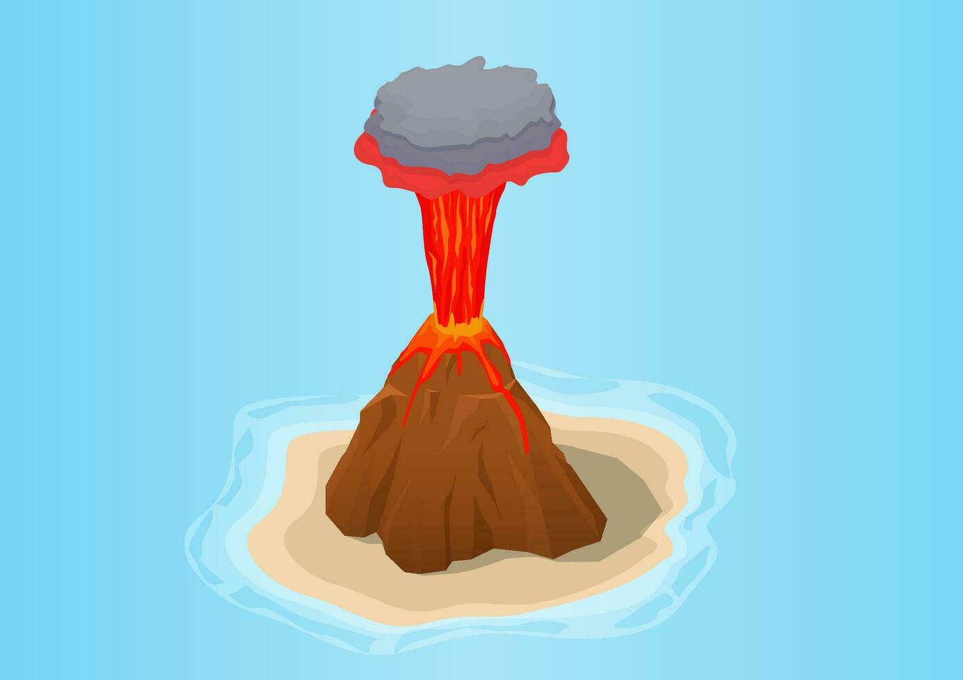 Isometric erupting volcano vector