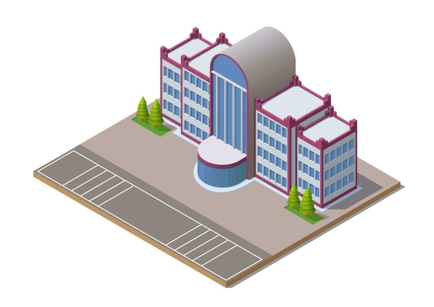 Isometric office or hotel building vector